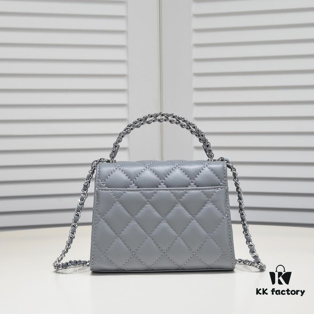 69304acbf09edb6de4c4e39c Small Chanel Kelly Bag in Black Lamb Leather with Long Handle