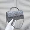 69304b38f09edb6de4c4e448 Large Chanel Black Kelly Bag with Long Handle, Lambskin, 19x10x4.5cm