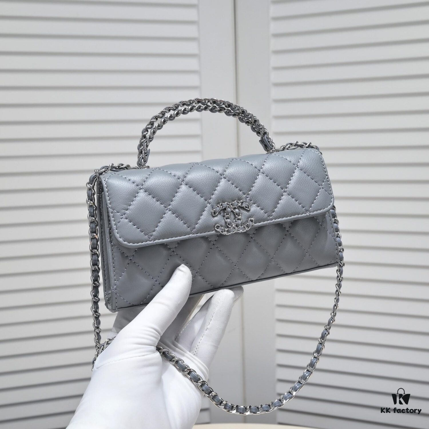 69304b38f09edb6de4c4e448 Large Chanel Black Kelly Bag with Long Handle, Lambskin, 19x10x4.5cm