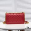 69304b5cf09edb6de4c4e482 Chanel Crown Lambskin Bag with Original Hardware - Full Sheepskin, Thickened Electroplated Metal Fittings, No. 67086 Gold V-Check Pattern 25*15*8cm