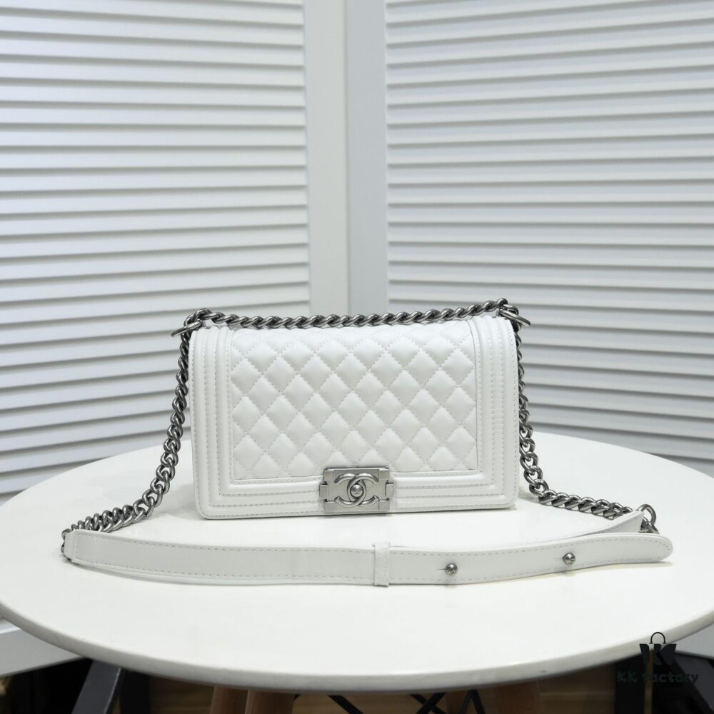 Chanel Genuine Lambskin Bag with Original Hardware - Antique Silver, 25x15x8cm