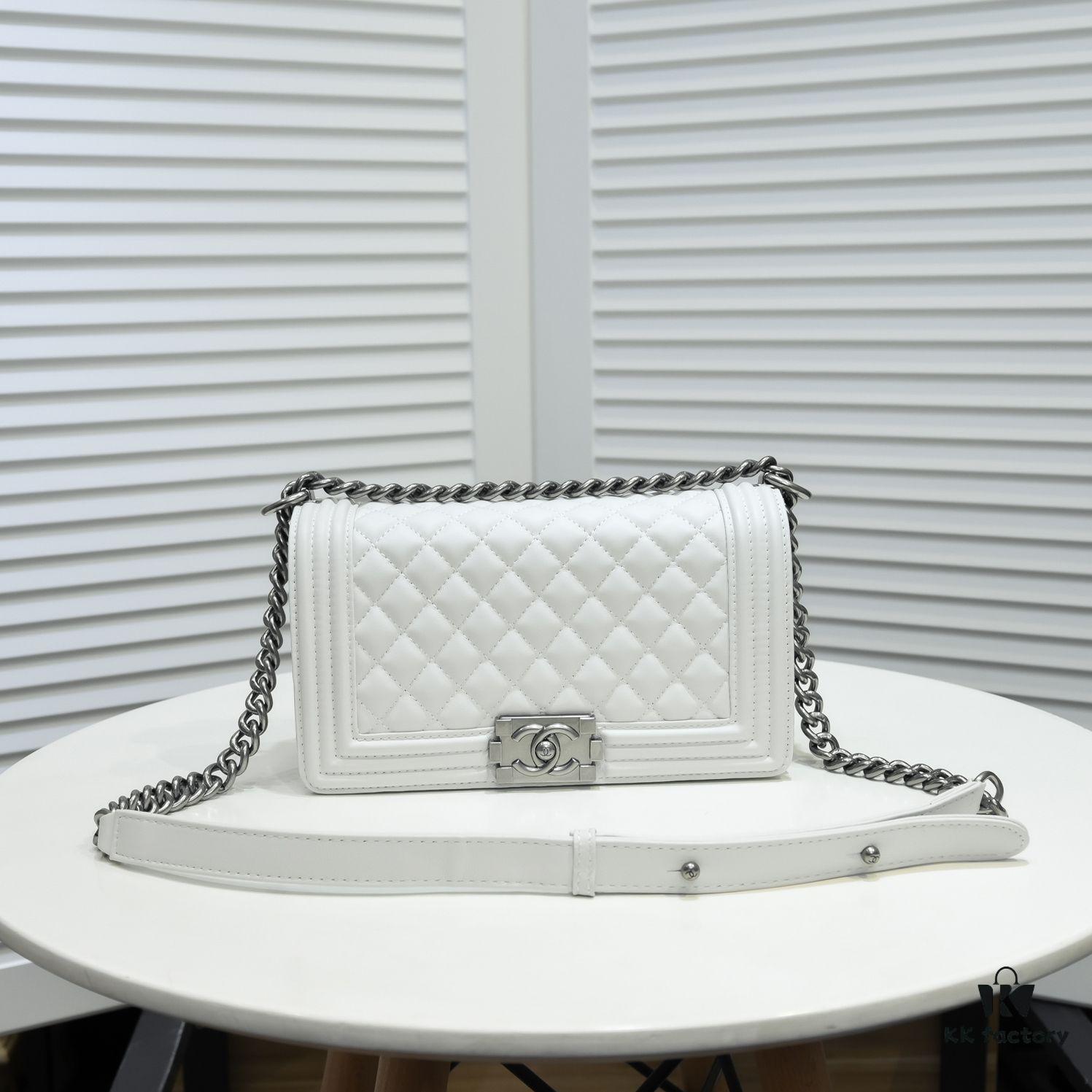 69304b83f09edb6de4c4e4be Chanel Genuine Lambskin Bag with Original Hardware - Antique Silver, 25x15x8cm