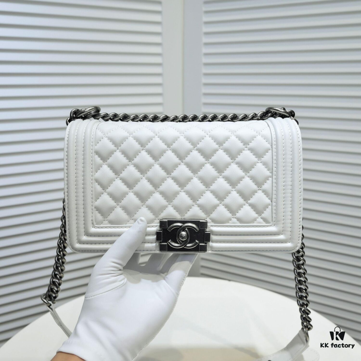 69304b86f09edb6de4c4e4c0 Chanel Genuine Lambskin Bag with Original Hardware - Antique Silver, 25x15x8cm