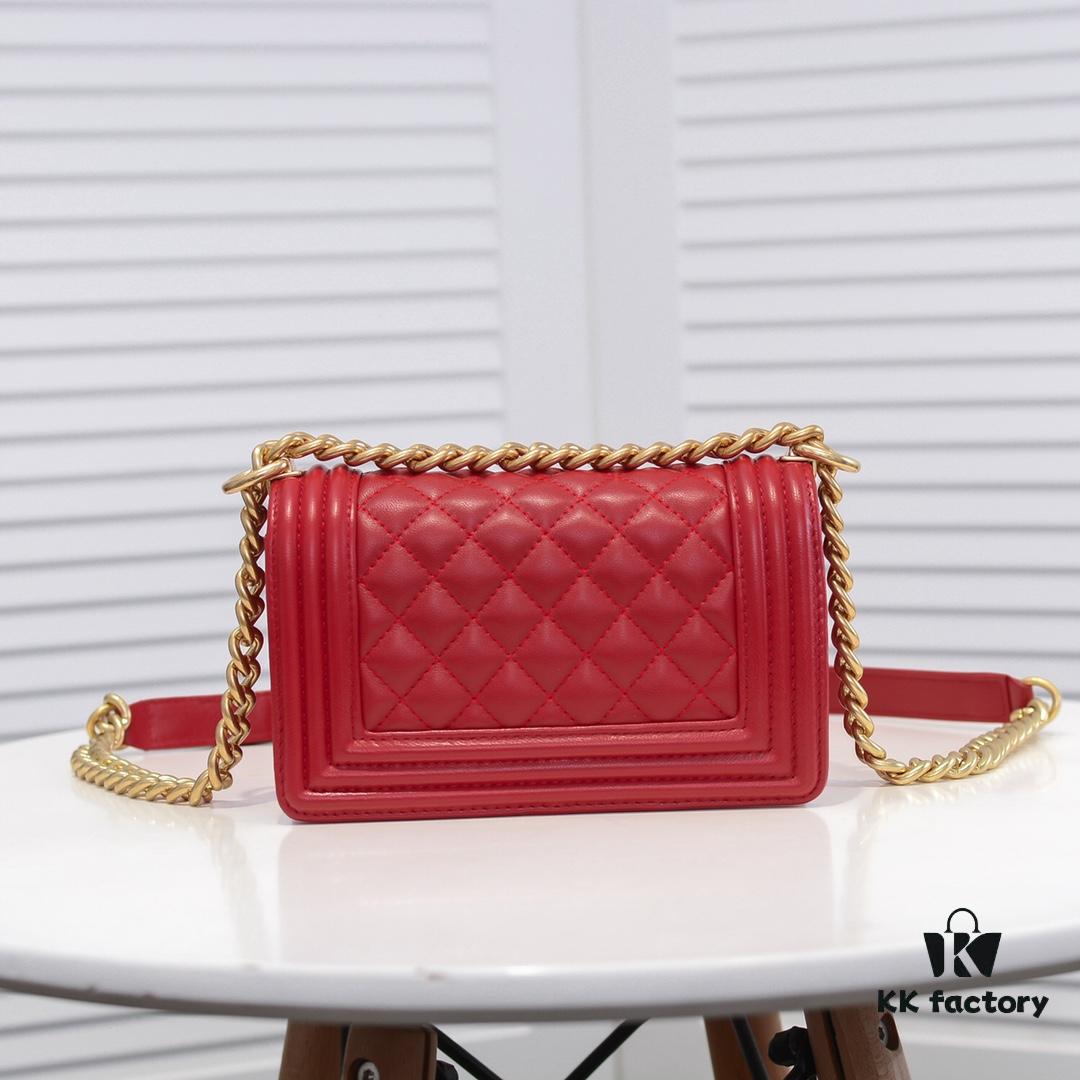 69304c05f09edb6de4c4e58b Chanel Crown Lambskin Bag with Full Sheepskin and Original Hardware - Premium Quality, Thickened Electroplated Metal Fittings, Size 20*12*7cm