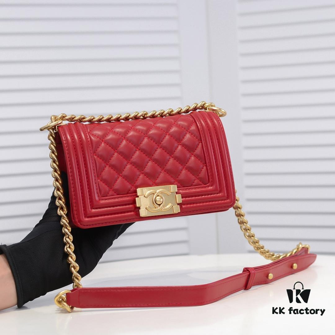 69304c08f09edb6de4c4e592 Chanel Crown Lambskin Bag with Full Sheepskin and Original Hardware - Premium Quality, Thickened Electroplated Metal Fittings, Size 20*12*7cm