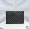 69304c55f09edb6de4c4e612 Chanel Gold Button Caviar Quilted Leather Clutch with Box