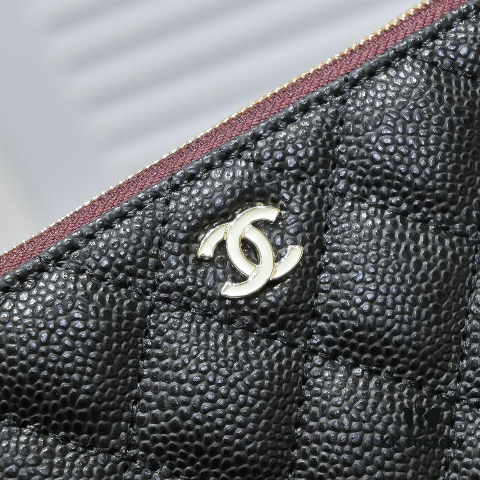 69304c55f09edb6de4c4e614 Chanel Gold Button Caviar Quilted Leather Clutch with Box