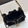 69304cbdf09edb6de4c4e6d0 Mini Matte Chanel 25C Hobo Bag in Suede, Fringe Crossbody Bucket Bag with Vintage Coin Toggle Drawstring, Diamond Quilting, Retro Black-Gold Tone, Classic Chain Design