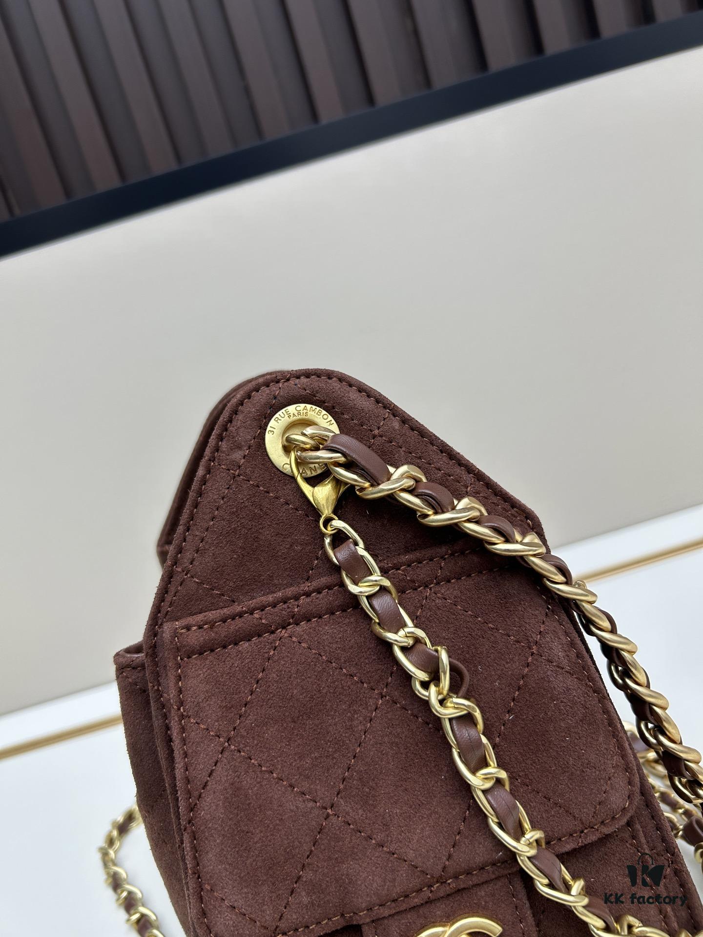 69304cc1f09edb6de4c4e6d2 Mini Matte Chanel 25C Hobo Bag in Suede, Fringe Crossbody Bucket Bag with Vintage Coin Toggle Drawstring, Quilted Design and Classic Chain Strap