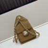 69304cc4f09edb6de4c4e6d7 Mini Matte Chanel 25C Hobo Bag in Suede - Vintage Coin Toggle Drawstring Bucket Bag with Quilting and Retro Black-Gold Chain