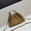 69304cc7f09edb6de4c4e6d9 Mini Matte Chanel 25C Hobo Bag in Suede - Vintage Coin Toggle Drawstring Bucket Bag with Quilting and Retro Black-Gold Chain