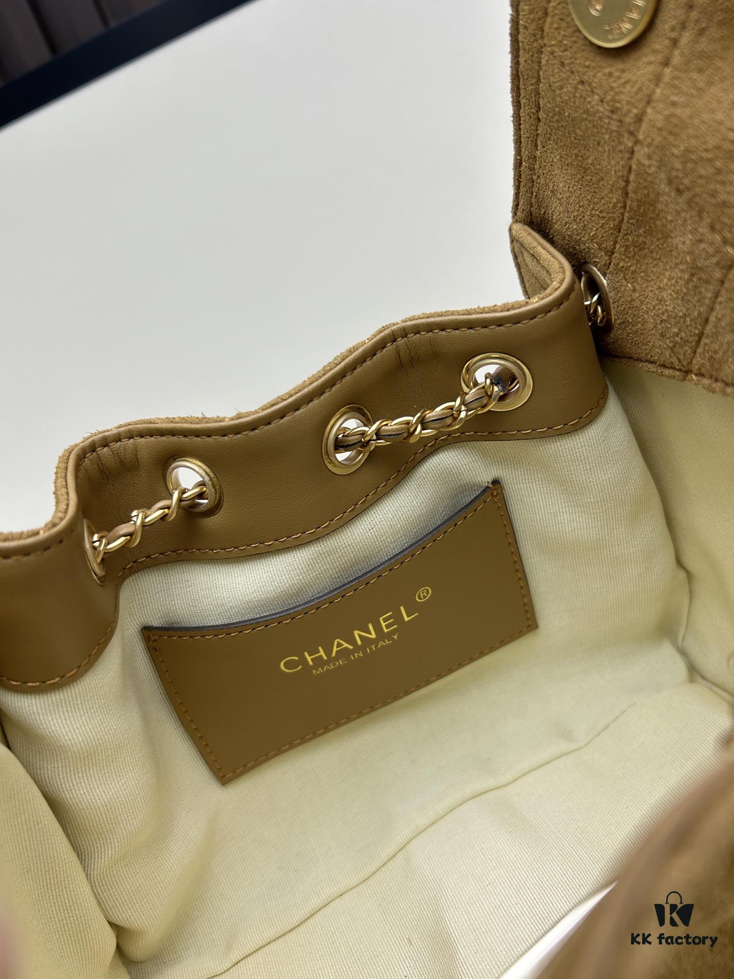 69304ccbf09edb6de4c4e6e0 Mini Matte Chanel 25C Hobo Bag in Suede - Vintage Coin Toggle Drawstring Bucket Bag with Quilting and Retro Black-Gold Chain