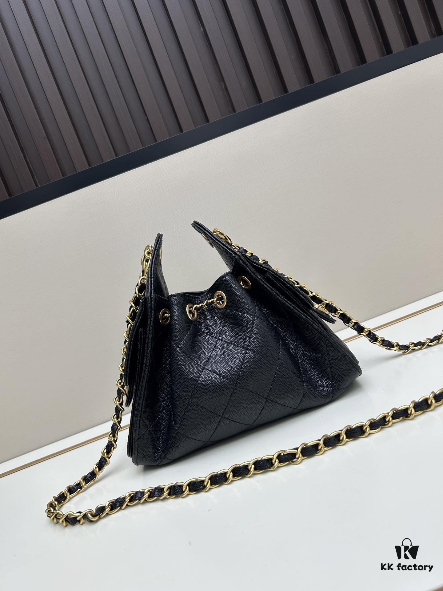 Mini Chanel 25C Hobo Bag in Suede and Pebbled Leather – Vintage-Inspired Drawstring Bucket Bag with Quilted Design and Classic Chain Strap
