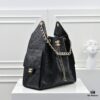 69304cd9f09edb6de4c4e6f8 Large Upgraded Chanel 25C Hobo Bag in Quilted Calfskin with Vintage Gold-Tone Buckle Drawstring Bucket Design, Rhombus Stitching, Retro Black and Gold, Classic Chain Detail