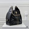 69304ce3f09edb6de4c4e708 Large Upgraded Chanel 25C Hobo Bag in Oil-Waxed Calfskin - Vintage Gold-Tone Buckle Drawstring Bucket Bag with Quilted Pattern, Retro Black and Gold, Classic Chain Design