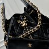 69304ce6f09edb6de4c4e70c Large Upgraded Chanel 25C Hobo Bag in Oil-Waxed Calfskin - Vintage Gold-Tone Buckle Drawstring Bucket Bag with Quilted Pattern, Retro Black and Gold, Classic Chain Design