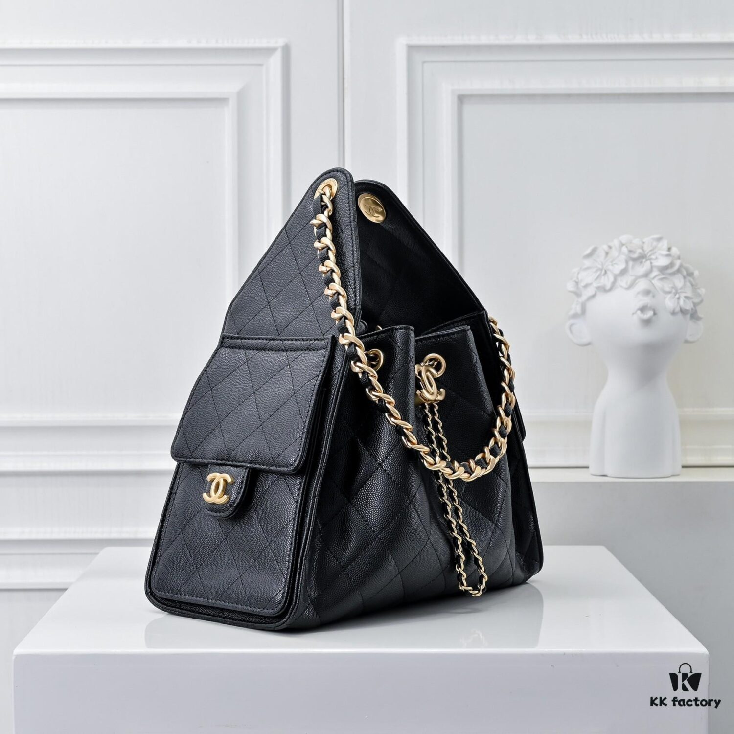 69304ceef09edb6de4c4e719 Upgraded Chanel 25C Style Hobo Bag in Quilted Calfskin - Vintage Hip Bag, Small Bucket Tote with Retro Gold-Tone Buckle Drawstring, Diamond Quilting, Classic Chain Design