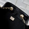 69304cfaf09edb6de4c4e724 Upgraded Chanel 25C Style Oil-Waxed Leather Hobo Bag, Vintage Coin Buckle Drawstring Bucket Bag with Quilted Pattern, Retro Black and Gold, Classic Chain Design