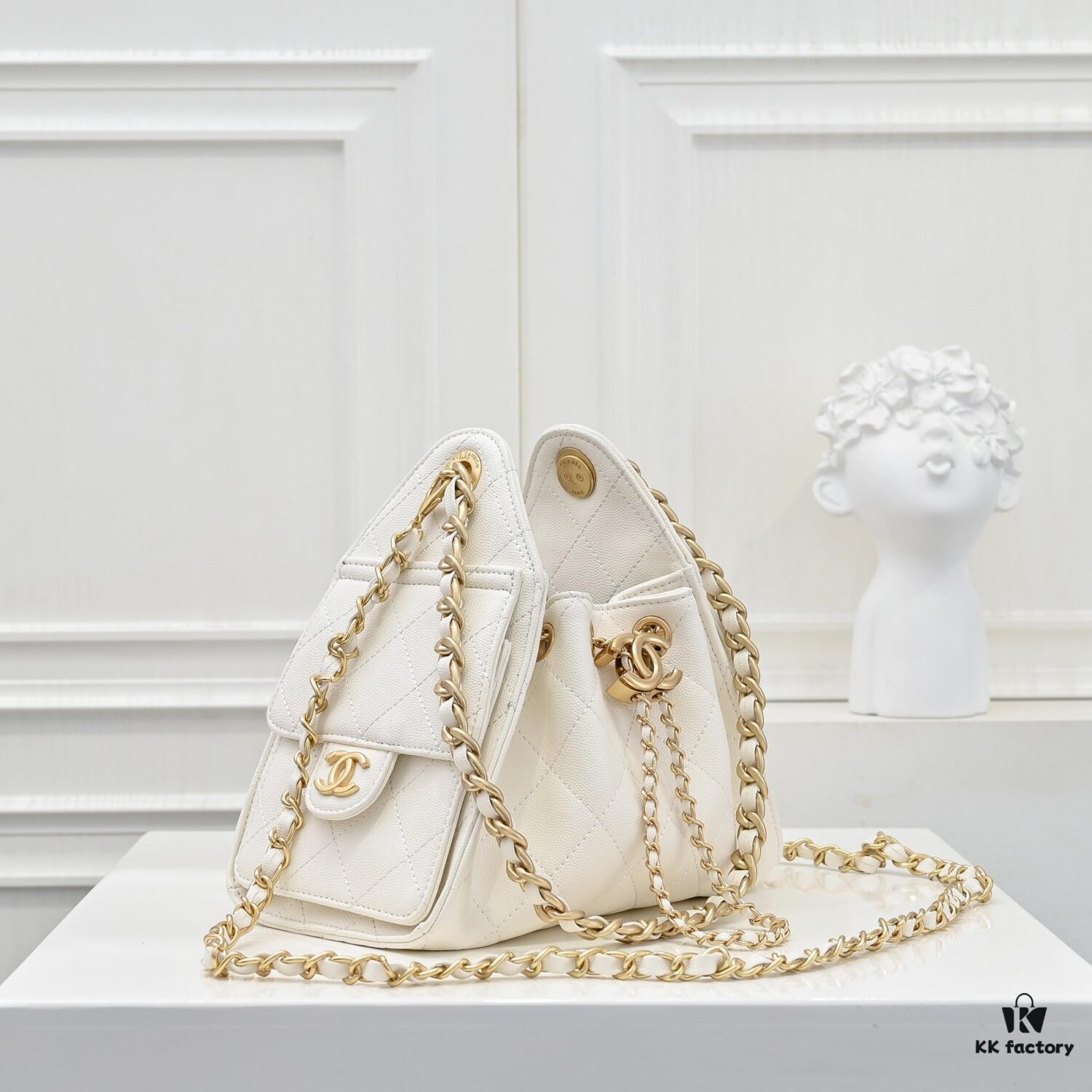 69304d07f09edb6de4c4e730 Mini Chanel 25C Hobo Bag in Quilted Calfskin with Vintage Gold Buckle Drawstring Bucket Design + Diamond Stitching + Retro Black and Gold Tone, Classic Chain Strap, Elegant and Versatile