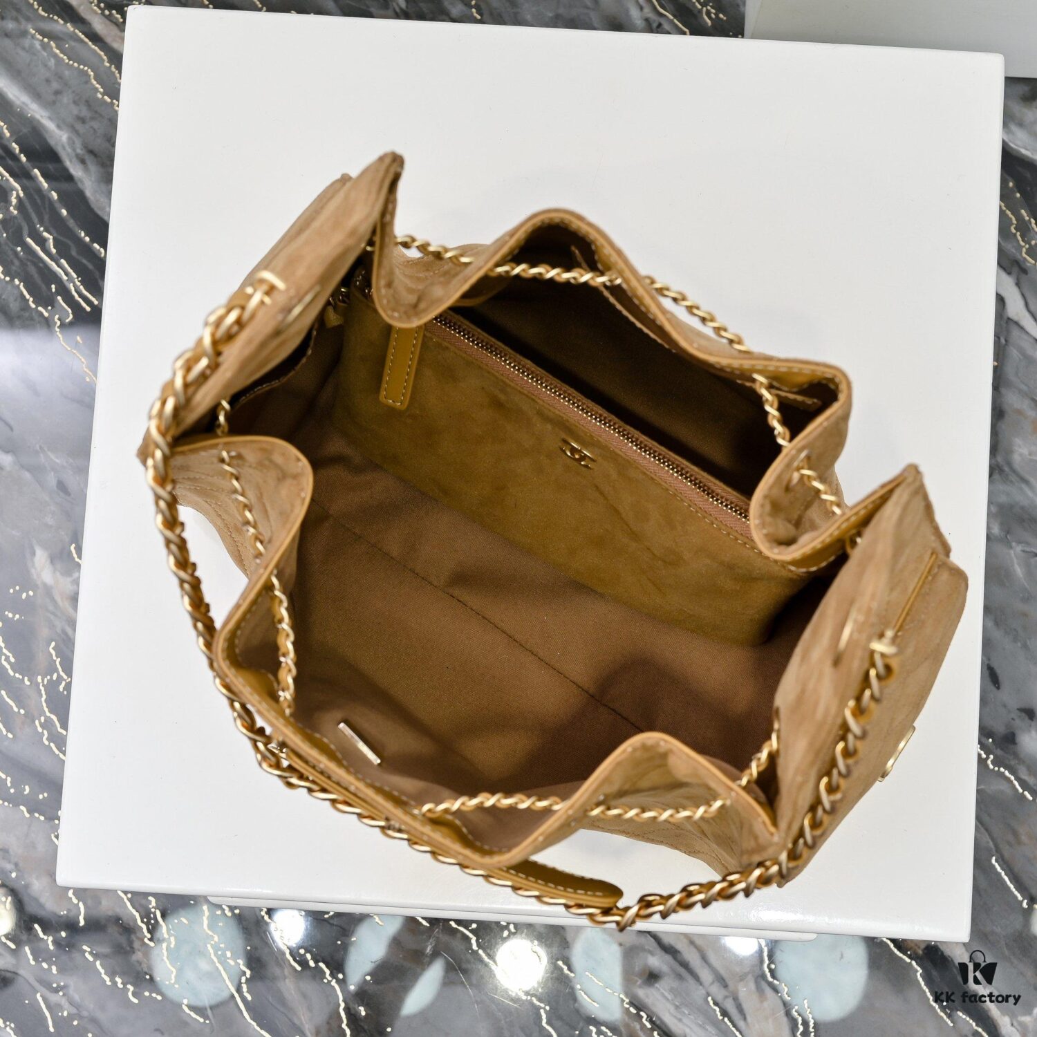 69304d15f09edb6de4c4e73e Large Upgraded Chanel 25C Hobo Bag in Suede Calfskin - Vintage Bucket Bag with Drawstring Closure, Quilted Diamond Pattern, Retro Gold-Tone Hardware and Classic Chain Design