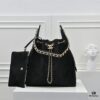 69304d26f09edb6de4c4e74b Large Upgraded Chanel 25C Hobo Bag in Suede Cowhide - Vintage Bucket Bag with Coin Button Drawstring, Diamond Quilting, Retro Black-Gold Tone, Classic Chain Design