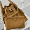 69304d27f09edb6de4c4e74d Large Upgraded Chanel 25C Hobo Bag in Suede Calfskin - Vintage Bucket Bag with Drawstring Closure, Quilted Diamond Pattern, Retro Gold-Tone Hardware and Classic Chain Design