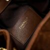 69304d37f09edb6de4c4e760 Large Upgraded Chanel 25C Hobo Bag in Suede Leather - Vintage Gold Buckle Drawstring Bucket Bag with Quilted Pattern, Retro Black and Gold, Classic Chain Design