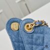 69304d42f09edb6de4c4e76d Upgraded Chanel 25C Style Washed Gradient Denim Hobo Bag - Mini Vintage Hipster Crossbody Bucket Bag with Coin Buckle Drawstring, Quilted Pattern, Retro Black-Gold Trim and Classic Chain Strap