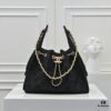 69304d43f09edb6de4c4e76f Upgraded Chanel 25C Hobo Bag in Sanded Calfskin - Mini Fringe Shoulder Bag with Vintage Coin Toggle Drawstring, Quilted Design, Retro Black and Gold Hardware, Classic Chain Detail