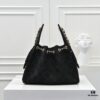 69304d45f09edb6de4c4e772 Upgraded Chanel 25C Hobo Bag in Sanded Calfskin - Mini Fringe Shoulder Bag with Vintage Coin Toggle Drawstring, Quilted Design, Retro Black and Gold Hardware, Classic Chain Detail