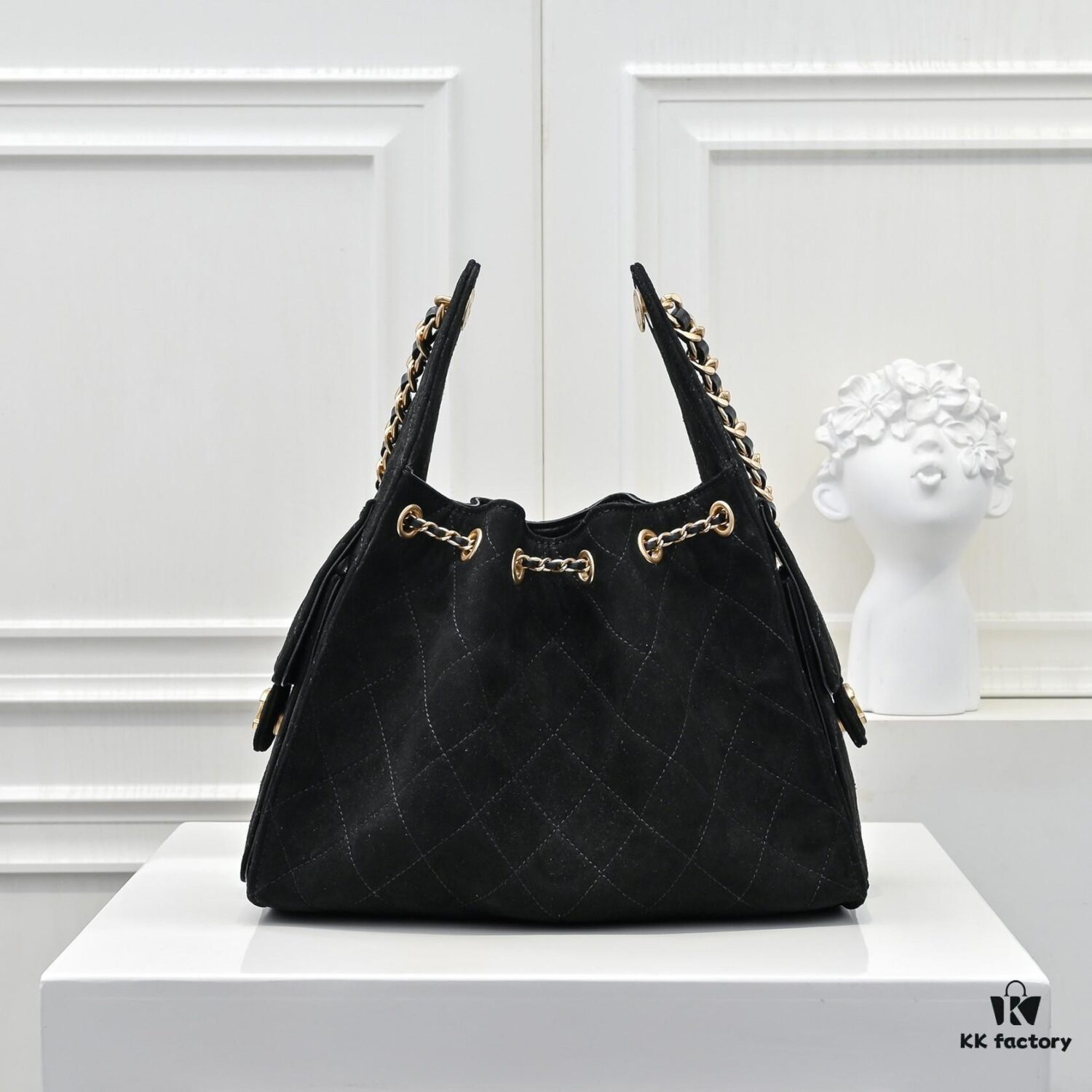 69304d45f09edb6de4c4e772 Upgraded Chanel 25C Hobo Bag in Sanded Calfskin - Mini Fringe Shoulder Bag with Vintage Coin Toggle Drawstring, Quilted Design, Retro Black and Gold Hardware, Classic Chain Detail