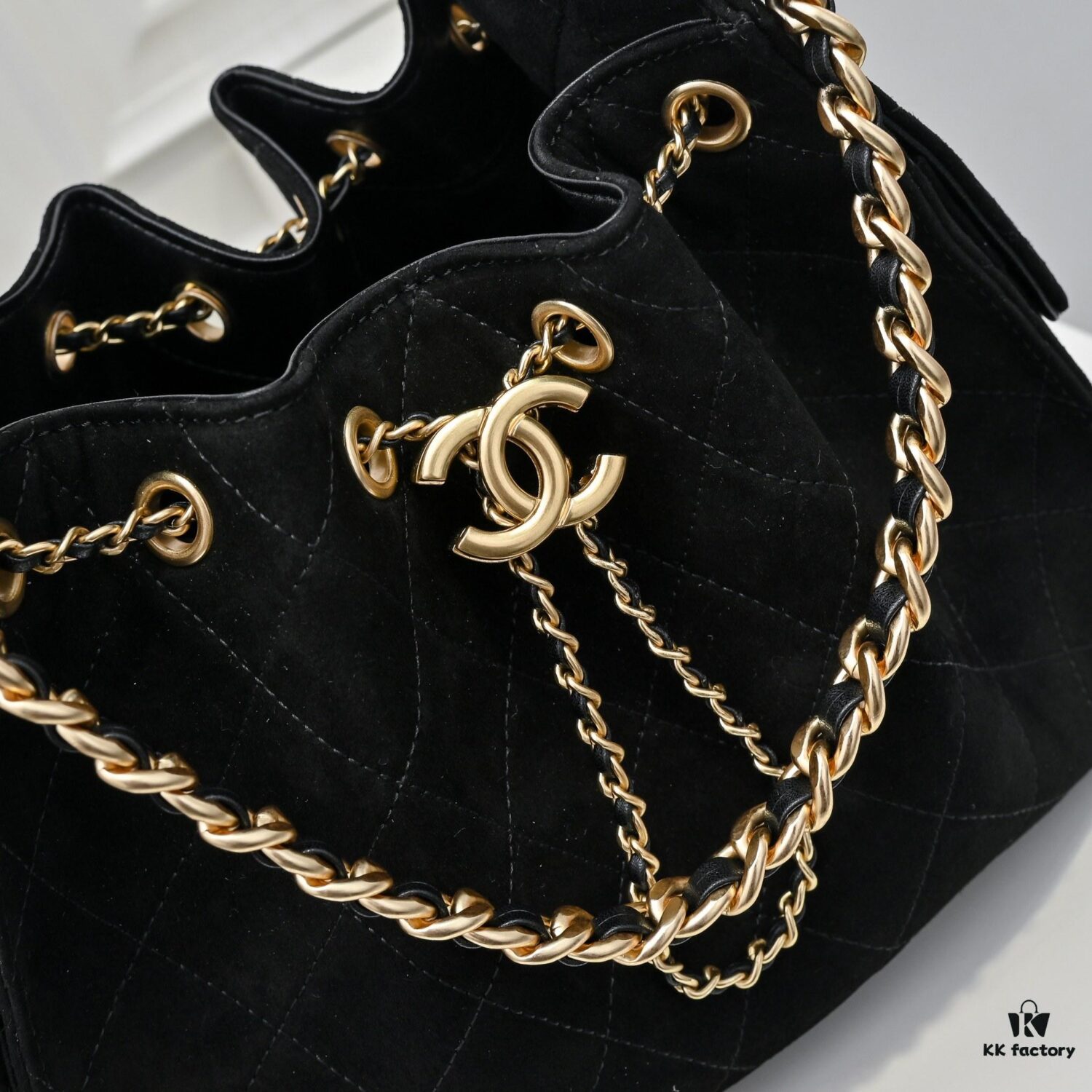 69304d4af09edb6de4c4e774 Upgraded Chanel 25C Hobo Bag in Sanded Calfskin - Mini Fringe Shoulder Bag with Vintage Coin Toggle Drawstring, Quilted Design, Retro Black and Gold Hardware, Classic Chain Detail