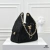 69304d4bf09edb6de4c4e775 Upgraded Chanel 25C Hobo Bag in Sanded Calfskin - Mini Fringe Shoulder Bag with Vintage Coin Toggle Drawstring, Quilted Design, Retro Black and Gold Hardware, Classic Chain Detail
