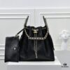 69304d61f09edb6de4c4e78f Large Upgraded Chanel 25C Hobo Bag in Quilted Calfskin with Vintage Gold-Tone Buckle Drawstring Bucket Design, Rhombus Stitching, Retro Black and Gold, Classic Chain Detail