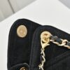 69304d69f09edb6de4c4e79b Mini Chanel 25C Bag Hobo Suede Crossbody Bucket Bag with Vintage Coin Toggle Drawstring, Quilted Design, Retro Black and Gold Hardware, Classic Chain Strap