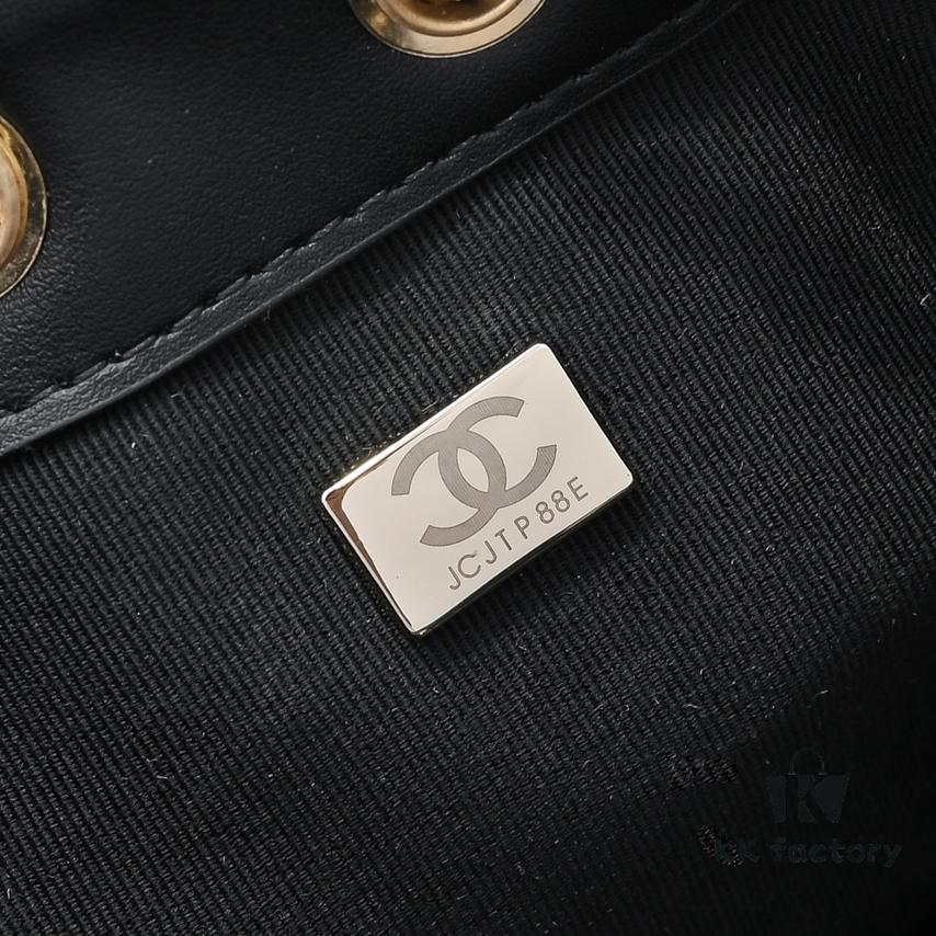 69304d6cf09edb6de4c4e79c Mini Chanel 25C Bag Hobo Suede Crossbody Bucket Bag with Vintage Coin Toggle Drawstring, Quilted Design, Retro Black and Gold Hardware, Classic Chain Strap