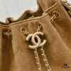 69304d6ef09edb6de4c4e7a0 Mini Chanel 25C Bag Hobo Suede Crossbody Bucket Bag with Vintage Coin Toggle Drawstring, Diamond Quilting, Retro Black Gold Hardware, Classic Chain Design