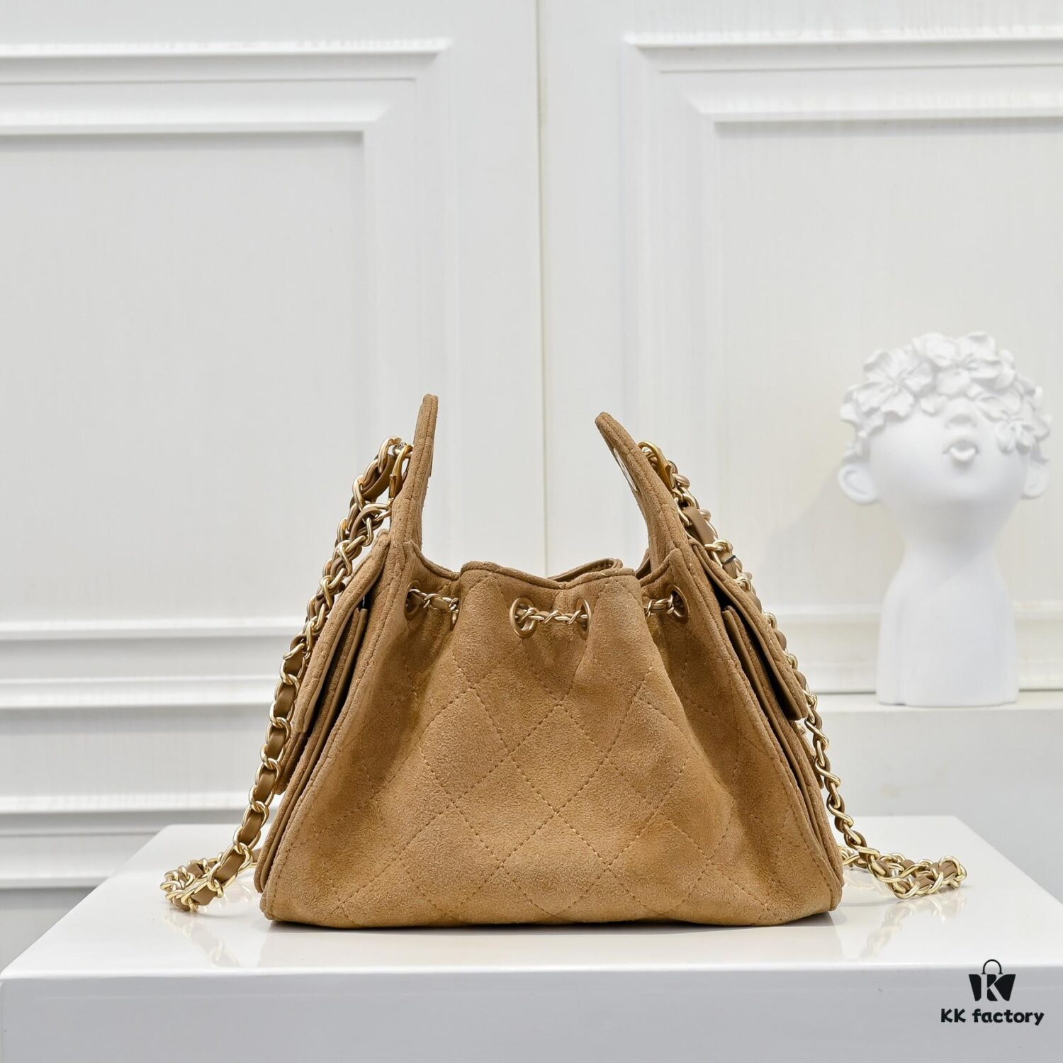 69304d6ef09edb6de4c4e7a1 Mini Chanel 25C Bag Hobo Suede Crossbody Bucket Bag with Vintage Coin Toggle Drawstring, Diamond Quilting, Retro Black Gold Hardware, Classic Chain Design