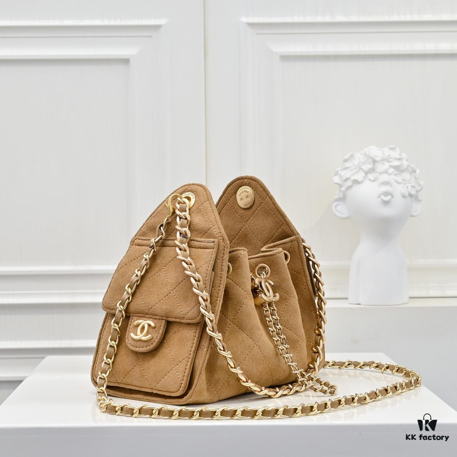 69304d70f09edb6de4c4e7a2 Mini Chanel 25C Bag Hobo Suede Crossbody Bucket Bag with Vintage Coin Toggle Drawstring, Diamond Quilting, Retro Black Gold Hardware, Classic Chain Design