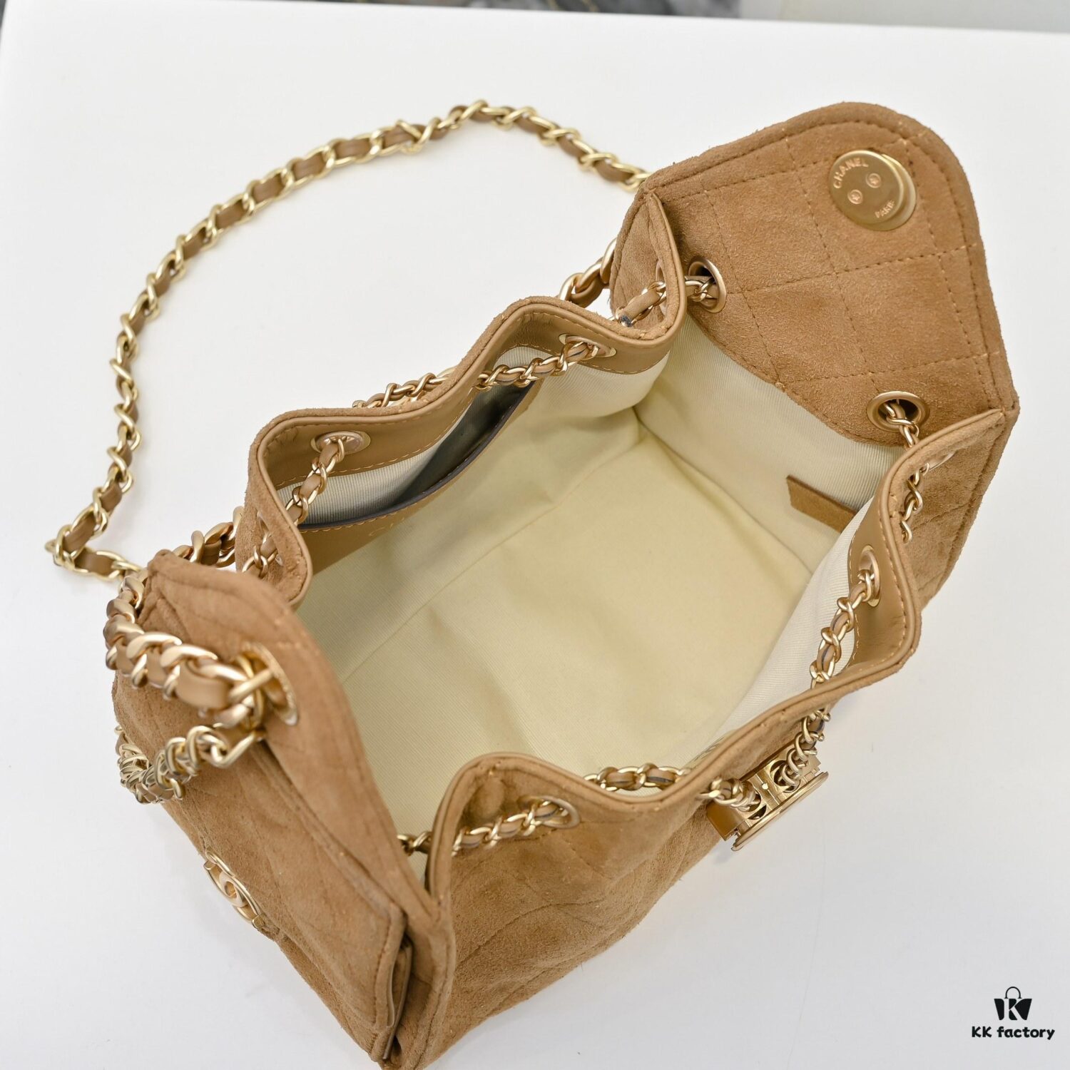 69304d70f09edb6de4c4e7a3 Mini Chanel 25C Bag Hobo Suede Crossbody Bucket Bag with Vintage Coin Toggle Drawstring, Diamond Quilting, Retro Black Gold Hardware, Classic Chain Design