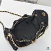 69304d75f09edb6de4c4e7a7 Mini Chanel 25C Bag Hobo Suede Crossbody Bucket Bag with Vintage Coin Toggle Drawstring, Quilted Design, Retro Black and Gold Hardware, Classic Chain Strap
