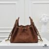 69304d7bf09edb6de4c4e7ad Mini Chanel 25C Bag Hobo Suede Crossbody Bucket Bag with Vintage Coin Toggle Drawstring, Quilted Design, Retro Black and Gold Hardware, Classic Chain Strap