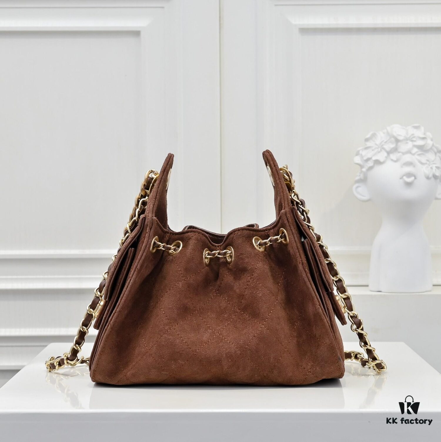 69304d7bf09edb6de4c4e7ad Mini Chanel 25C Bag Hobo Suede Crossbody Bucket Bag with Vintage Coin Toggle Drawstring, Quilted Design, Retro Black and Gold Hardware, Classic Chain Strap
