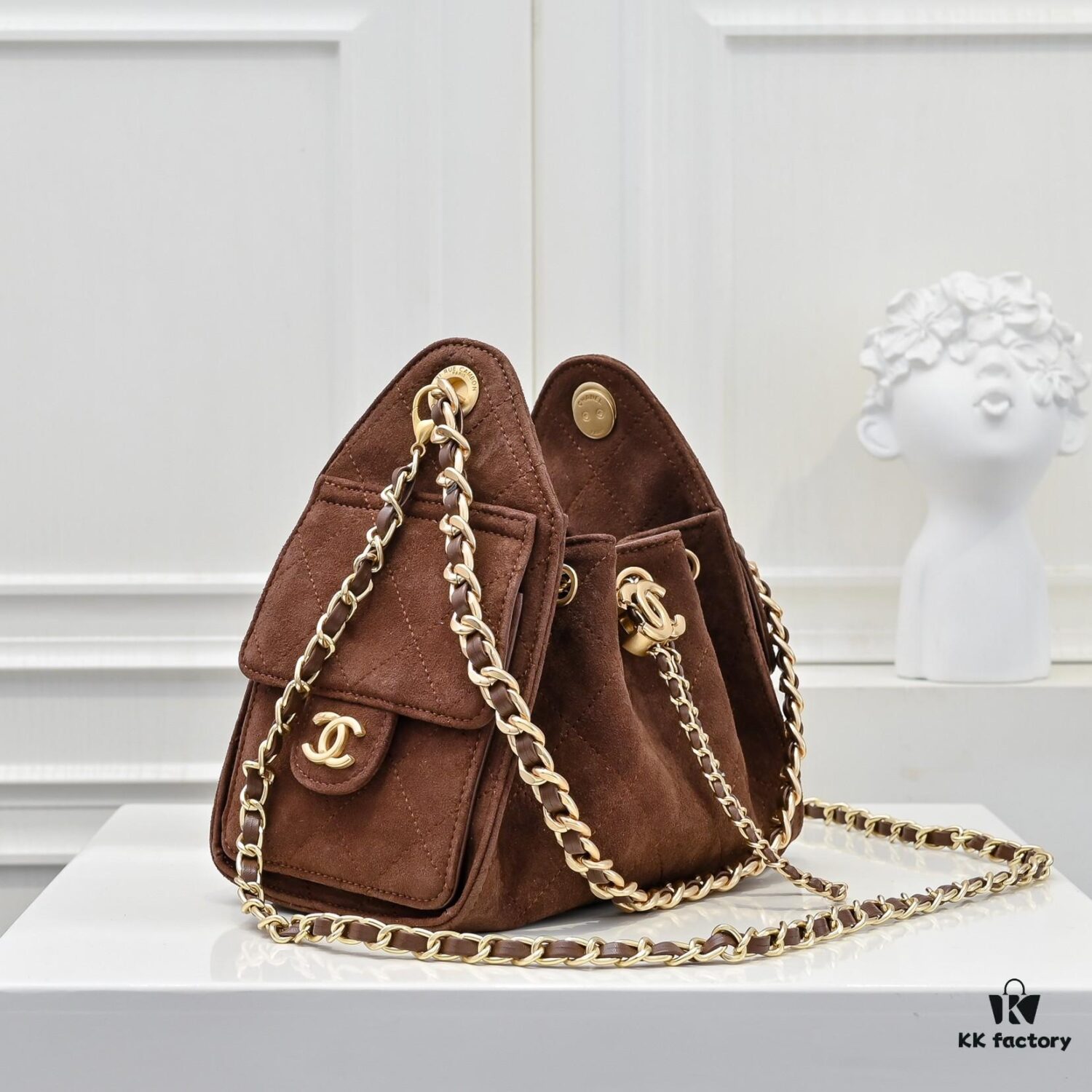 69304d7bf09edb6de4c4e7ae Mini Chanel 25C Bag Hobo Suede Crossbody Bucket Bag with Vintage Coin Toggle Drawstring, Quilted Design, Retro Black and Gold Hardware, Classic Chain Strap
