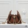 69304d7cf09edb6de4c4e7af Mini Chanel 25C Bag Hobo Suede Crossbody Bucket Bag with Vintage Coin Toggle Drawstring, Quilted Design, Retro Black and Gold Hardware, Classic Chain Strap