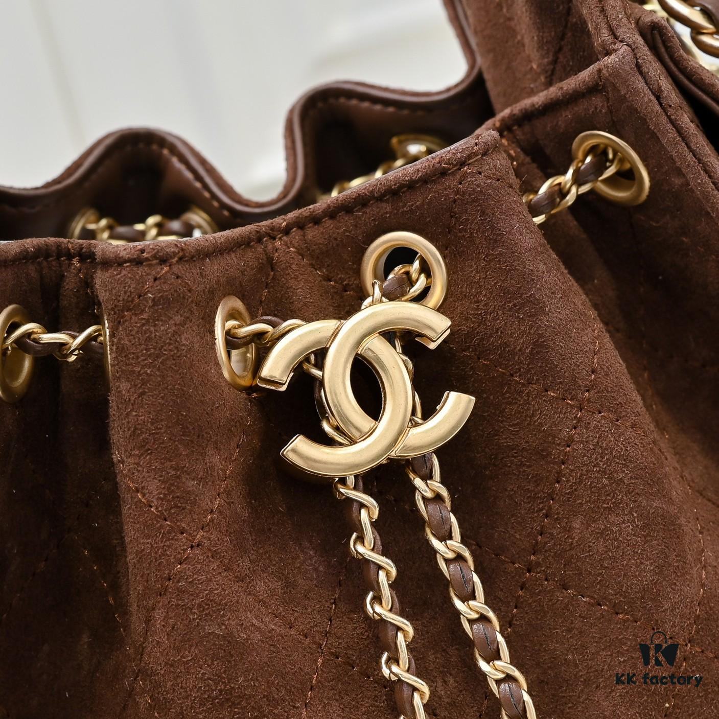 69304d7df09edb6de4c4e7b2 Mini Chanel 25C Bag Hobo Suede Crossbody Bucket Bag with Vintage Coin Toggle Drawstring, Quilted Design, Retro Black and Gold Hardware, Classic Chain Strap