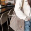69304d83f09edb6de4c4e7ba Large Size Suede, Frosted Upgrade Chanel 25C Hobo Bag, Vintage Coin Button Drawstring Bucket Bag with Diamond Quilting, Retro Black and Gold, Classic Chain Design