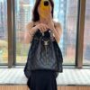 69304d85f09edb6de4c4e7bd Large Size Suede, Frosted Upgrade Chanel 25C Hobo Bag, Vintage Coin Button Drawstring Bucket Bag with Diamond Quilting, Retro Black and Gold, Classic Chain Design