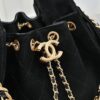 69304d87f09edb6de4c4e7c1 Mini Chanel 25C Bag Hobo Suede Crossbody Bucket Bag with Vintage Coin Toggle Drawstring, Quilted Design, Retro Black and Gold Hardware, Classic Chain Strap