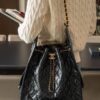 69304d88f09edb6de4c4e7c3 Large Size Suede, Frosted Upgrade Chanel 25C Hobo Bag, Vintage Coin Button Drawstring Bucket Bag with Diamond Quilting, Retro Black and Gold, Classic Chain Design